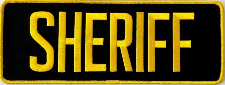 SHERIFF BACK PATCH - MD GOLD on BLACK, MD GOLD TRIM - WITH VELCRO.